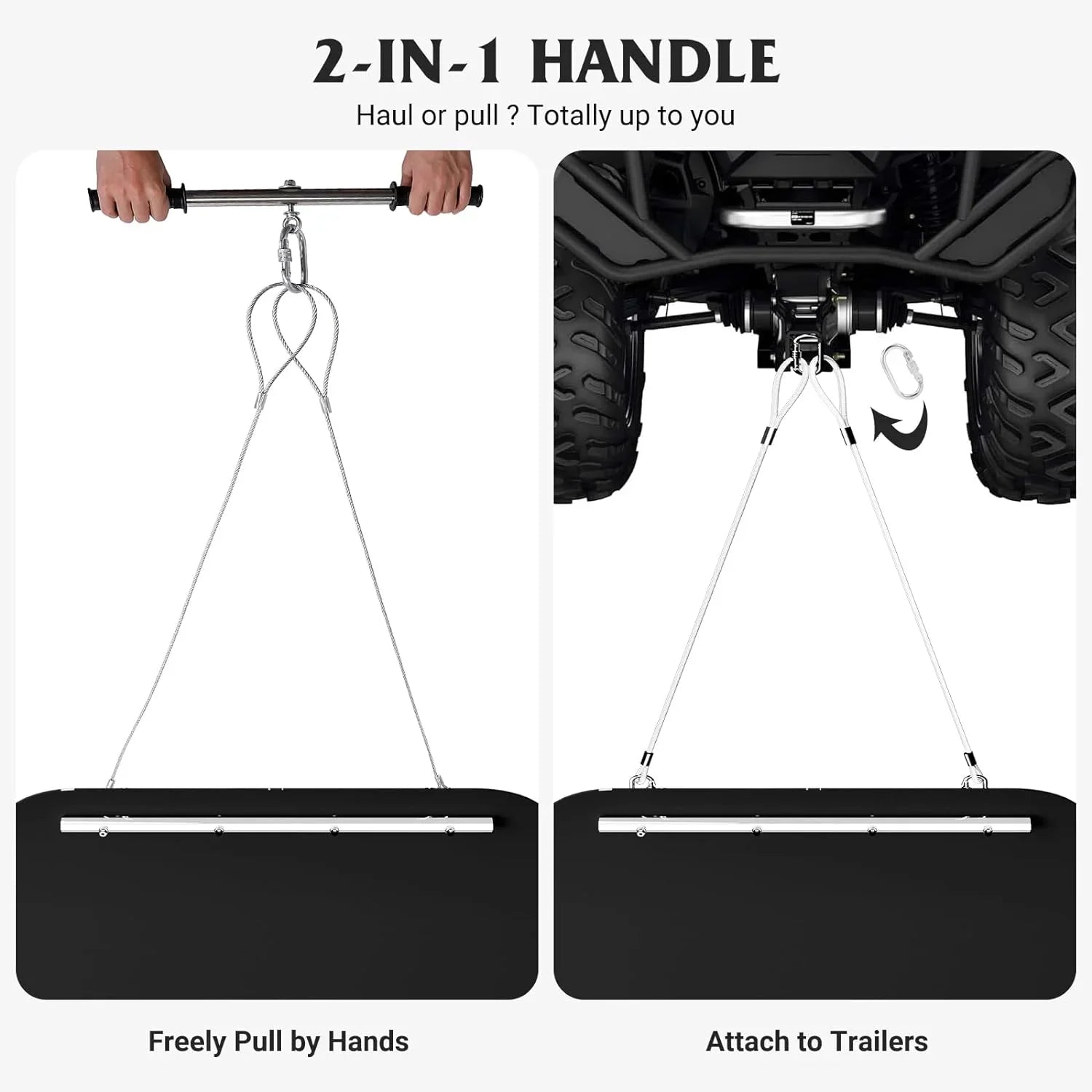 ERAMENT 47" x 90" Heavy Duty Yard Sled; 1/8 cm Thickened HDPE Yard Drag Mat with Pull Cable and Bar for Commercial; Farm; Heavy Home; Hauling Debris; Construction Materials; Logs and Hunting Trophy