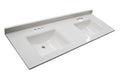 Design House 557678-WHT 61-inch Camilla Cultured Marble Centerset Mount Rectangle Double Bowl Vanity Top with Integrated Backsplash; Solid White