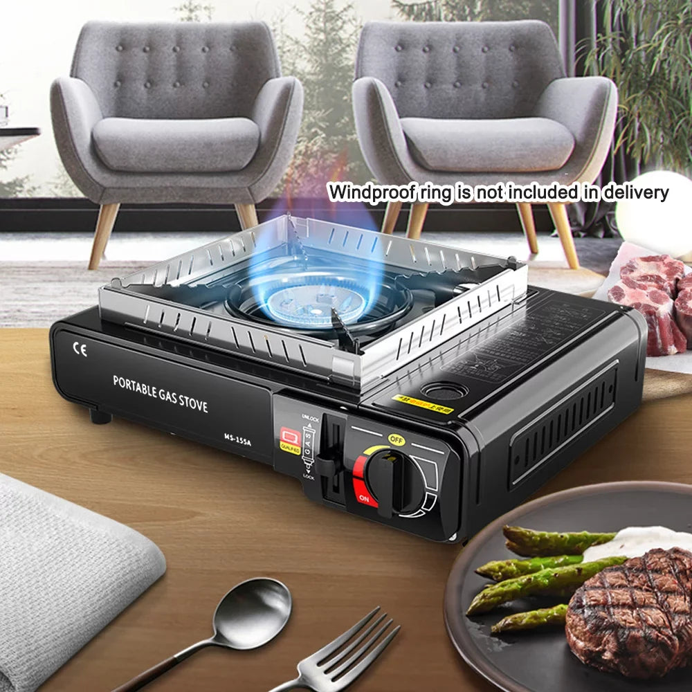 Portable 2.9KW Cassette Butane Stove with Piezo Ignition - Ideal for Outdoor Cooking; Camping; Picnics; Backpacking; Hiking; and Barbecues