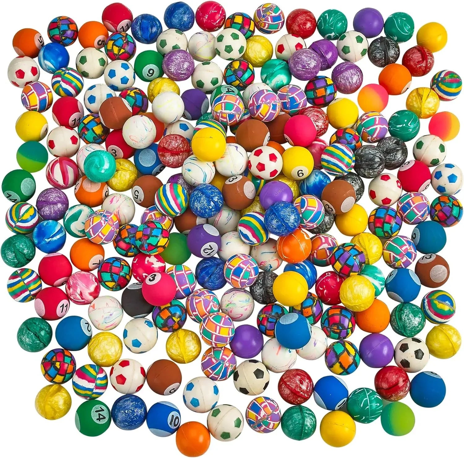 Bedwina 1” Bouncy Balls for Kids Colorful Small Balls Bulk Pack for Parties; 250-Pack
