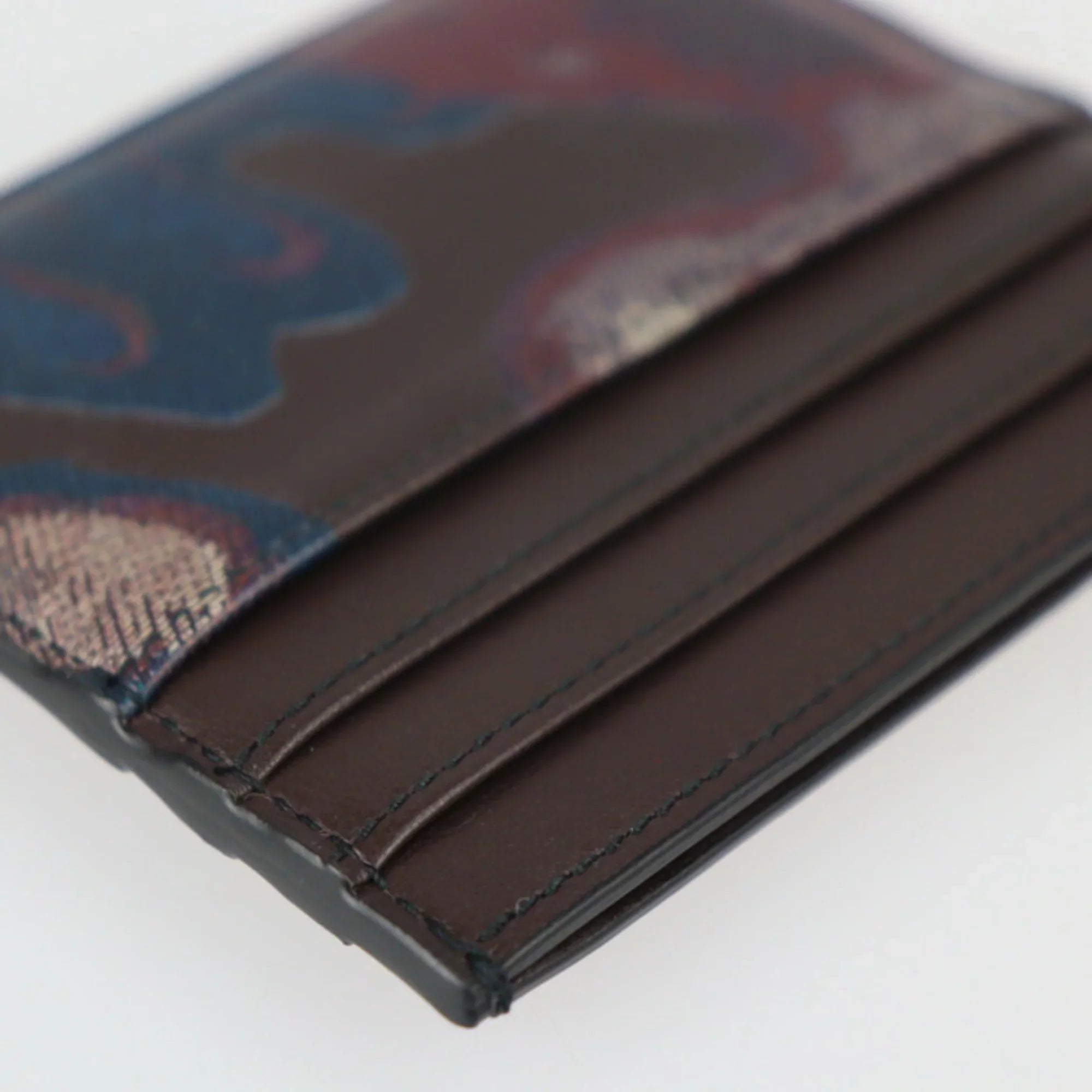 Pre-Owned Christian Dior Dior Card Case 2ESCH135UCN Calf Leather Marron Brown Series Multicolor Camouflage Pattern Business Holder (Like New)