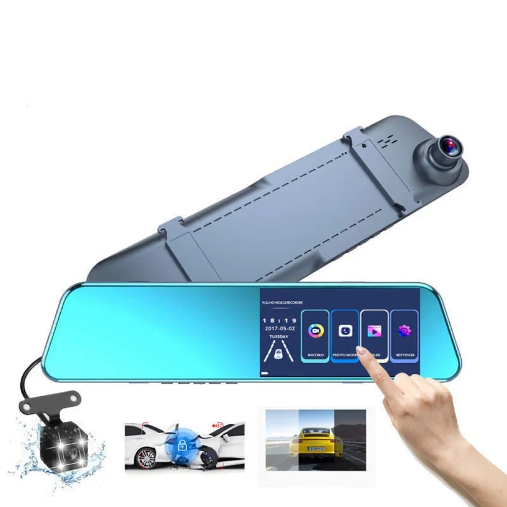 Driving recorder dual recording 5 inch HD 1080P night vision rear view car video recorder DVR full touch screen