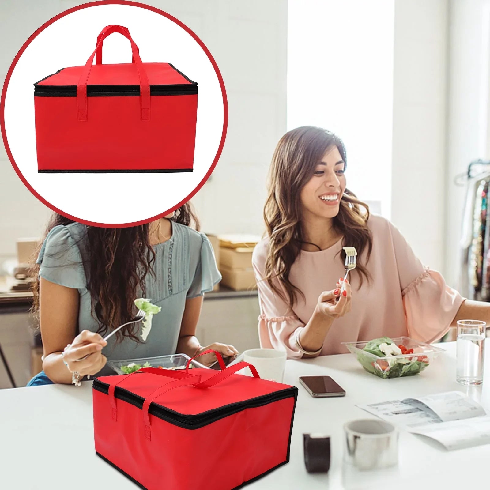 Homemaxs Baginsulated Lunch Delivery Thermal Grocery Tote Cooler Bags Warmer Portable Take Fluidproof Sea