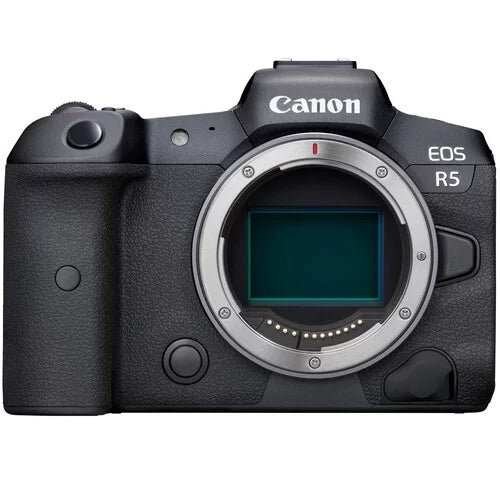 Canon EOS R5 Full Frame Mirrorless Camera with RF 24-105mm STM & 75-300mm III + 420-800mm HD Lenses; Accessories: 2X 64GB Memory Cards; LED Video Light; Microphone; Extra Battery; Case & More
