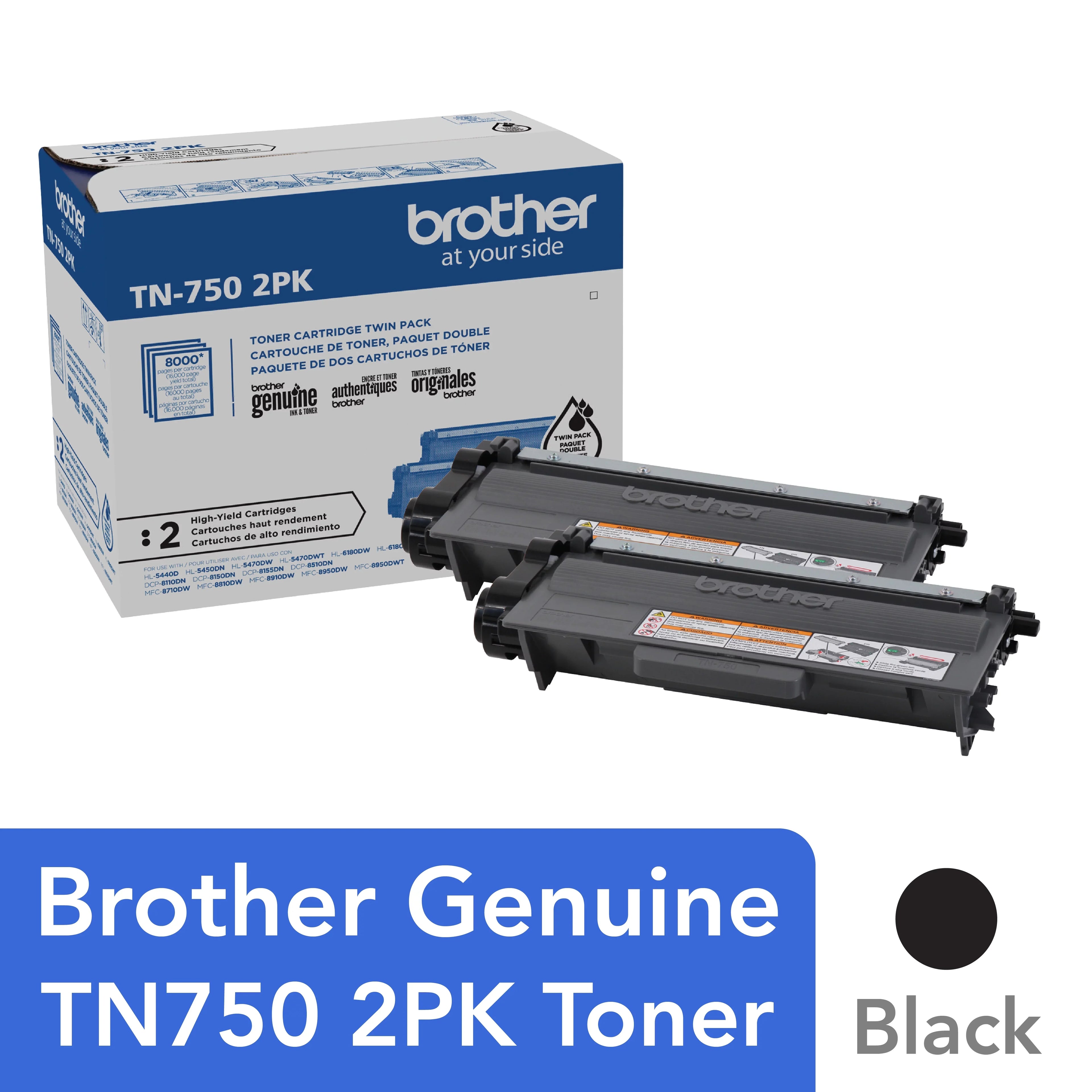 Brother Genuine High-yield Black Printer Toner Cartridge; TN7502PK