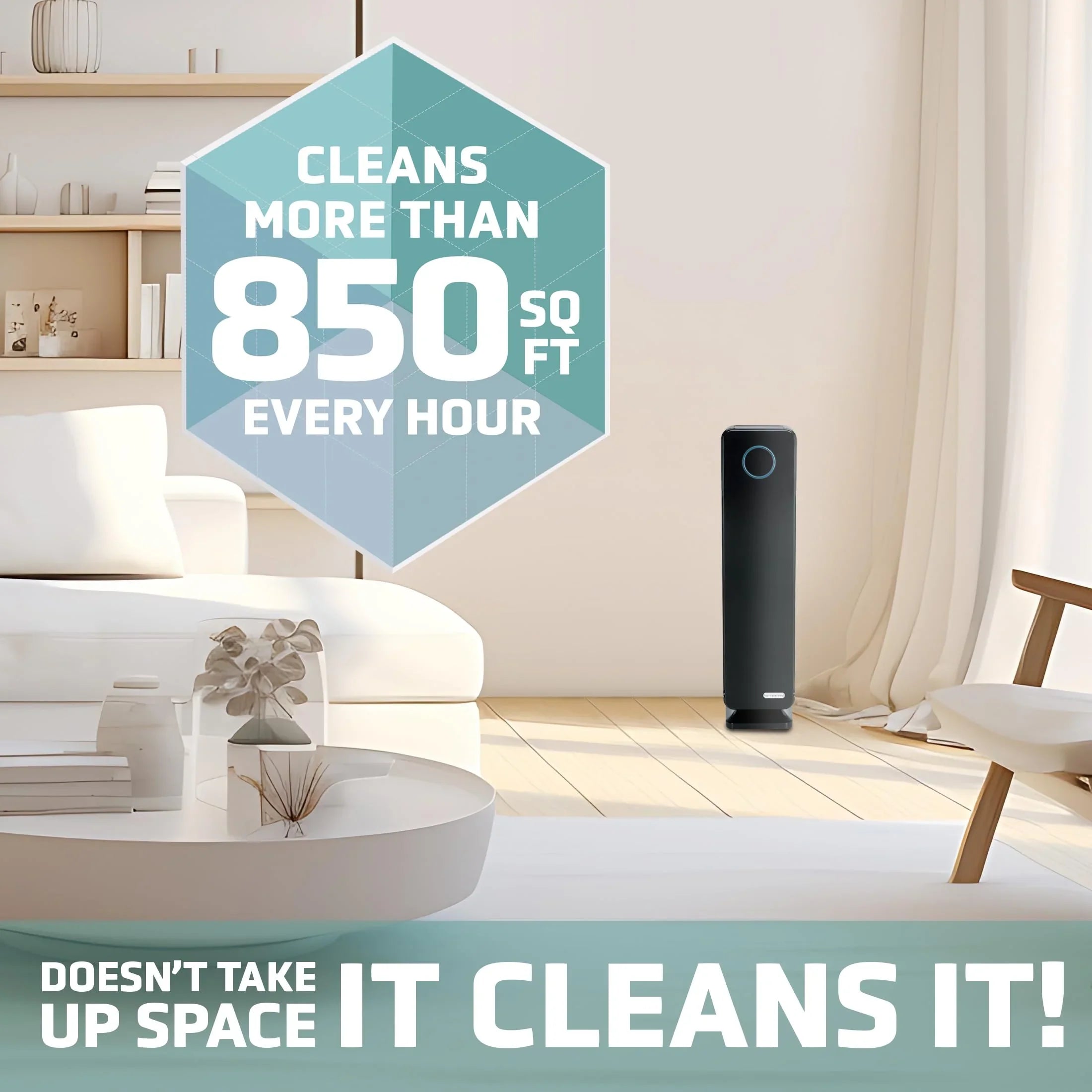 GermGuardian Air Purifier for Home; Large Rooms; H13 HEPA Filter; Removes Dust; Allergens; Smoke; Pollen; Odors; Mold; UV-C Light Helps Reduce Germs; 28 millimeter; Black; AC5350B
