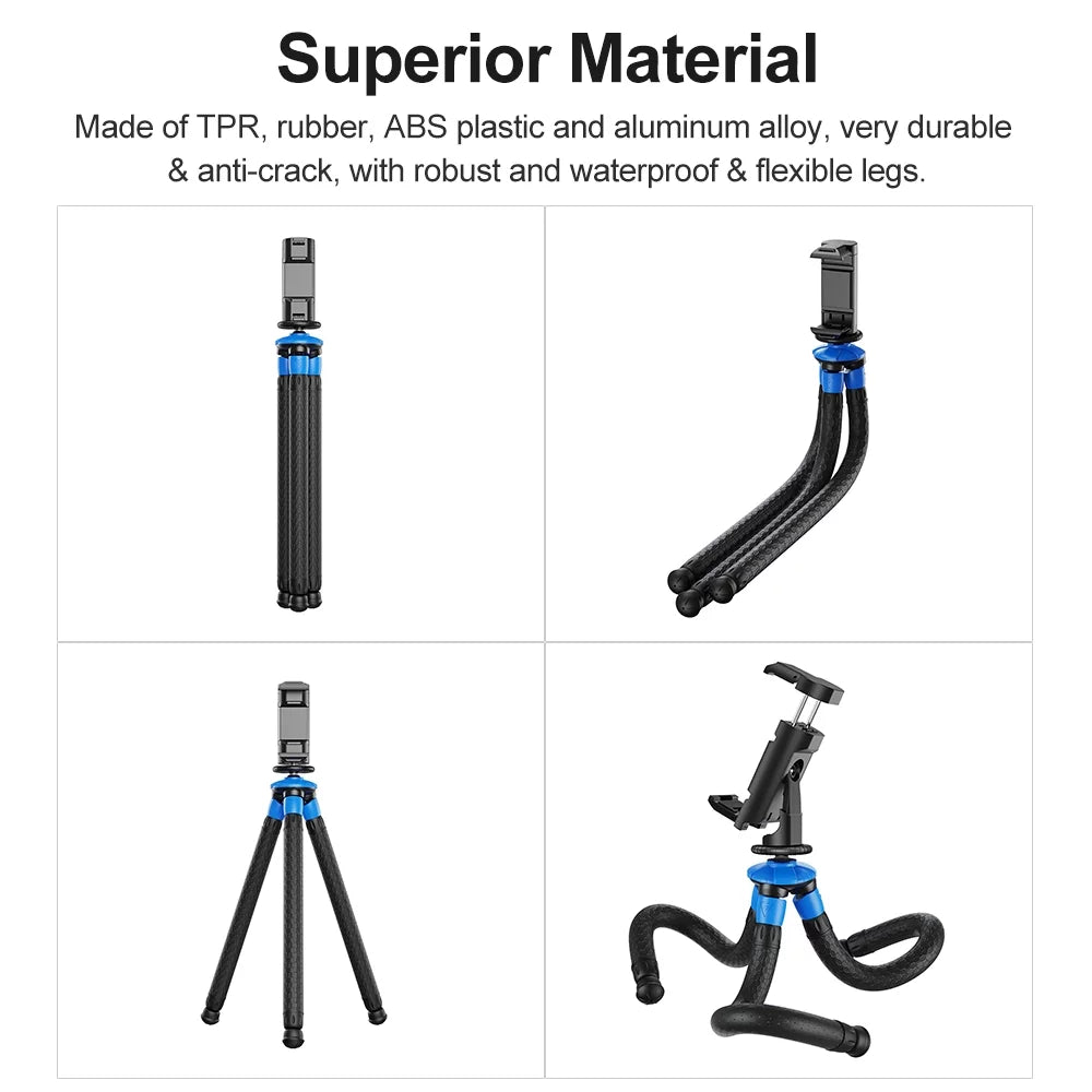 Apexel Flexible Octopus Tripod; Portable Travel Phone Tripod for DSLR Camera; Max Load 3kg