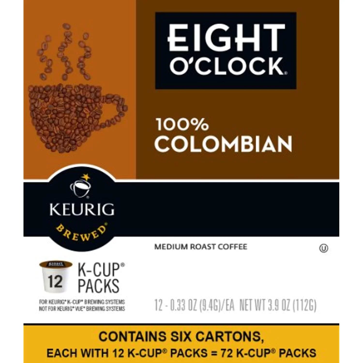 Eight Oclock Coffee Colombian Peaks Keurig Single-Serve K-Cup Pods; Medium Roast Coffee; 72 Count
