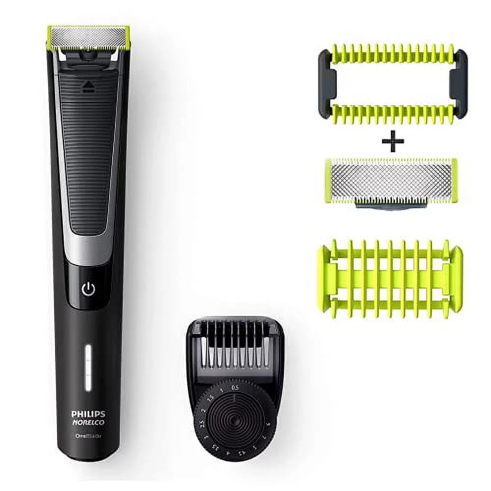 PHILIPS Norelco OneBlade Hybrid Styler Powered Trimmer & Shaver; QP6510 + OneBlade Body Kit; 3 Pieces; Black