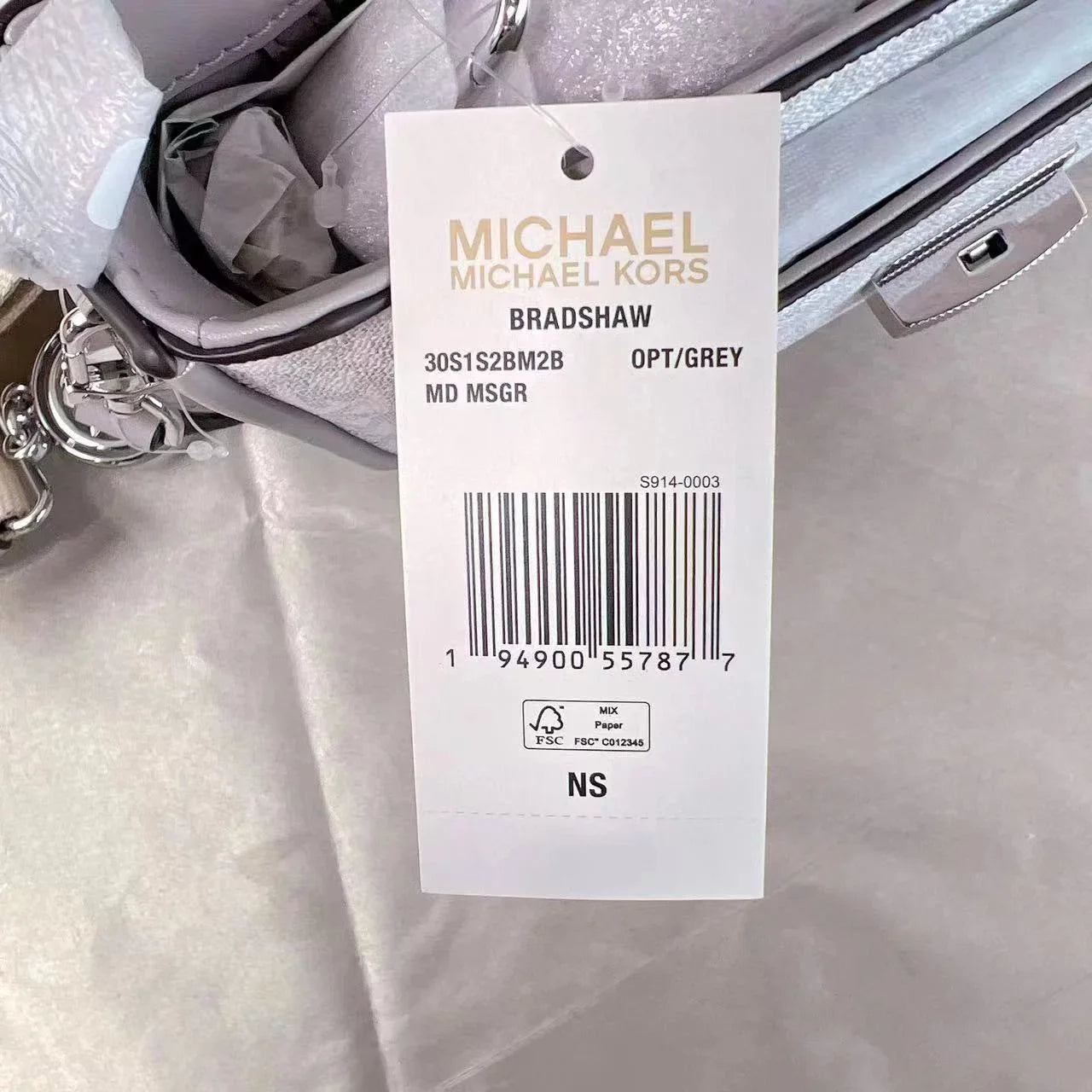 MICHAEL KORS 30S1S2BM2B BRADSHAW MEDIUM LOGO MESSENGER BAG OPT/PGREY