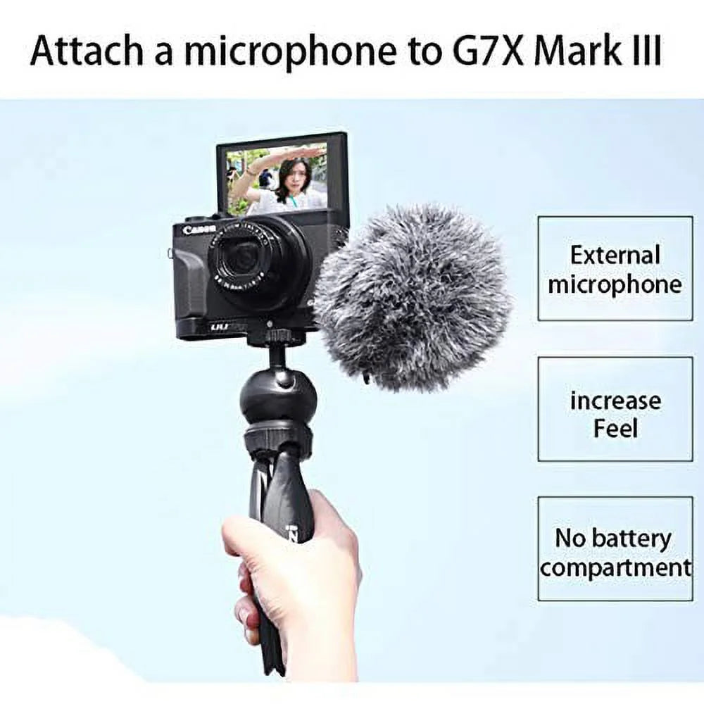 UURig G7X Mark III Vlog Camera Cold Shoe Extension Microphone Side Mount for Canon G7X Mark III Camera; 1/4" Tripod Mount; Vlogging Accessories - R016 C-G7X