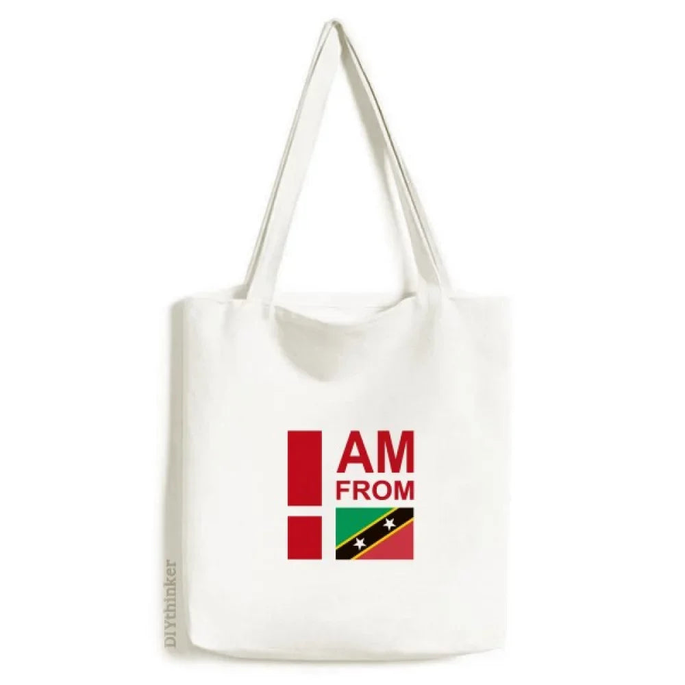 I Am From Kitts Nevis Tote Canvas Bag Shopping Satchel Casual Handbag