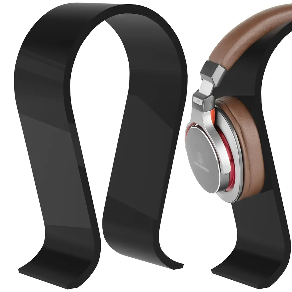 Geekria Acrylic Omega Headphone Stand for Over-Ear Headphones; Gaming Headset Stand; Desk Display Hanger Compatible with Sony; AKG; Sennheiser; JVC; Philips; Bang & Olufsen Headsets (Black)
