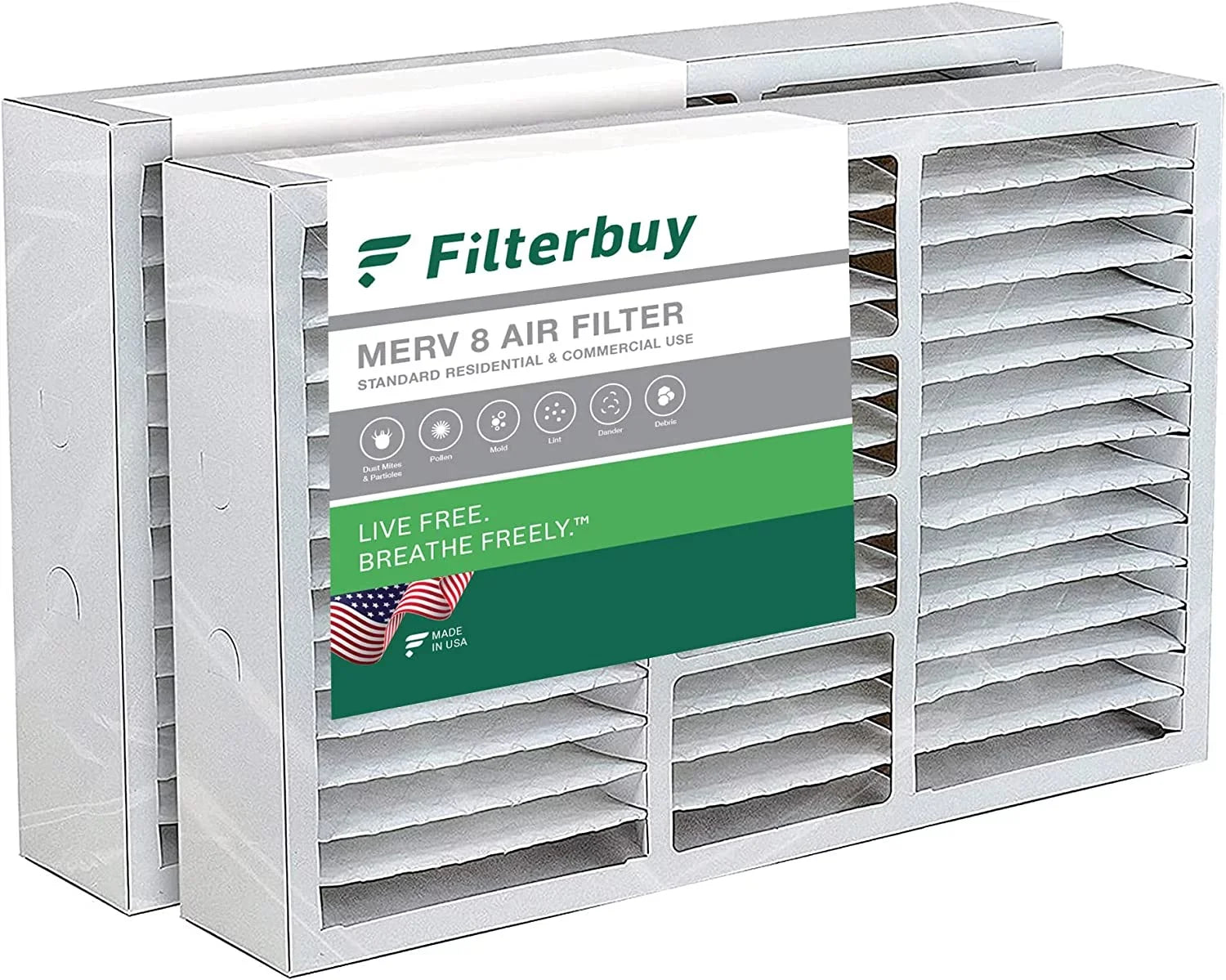 Filterbuy 15.75x27.63x3.50 MERV 8 Pleated HVAC AC Furnace Air Filters for Aprilaire Space-Gard 104/2140 (2-Pack)