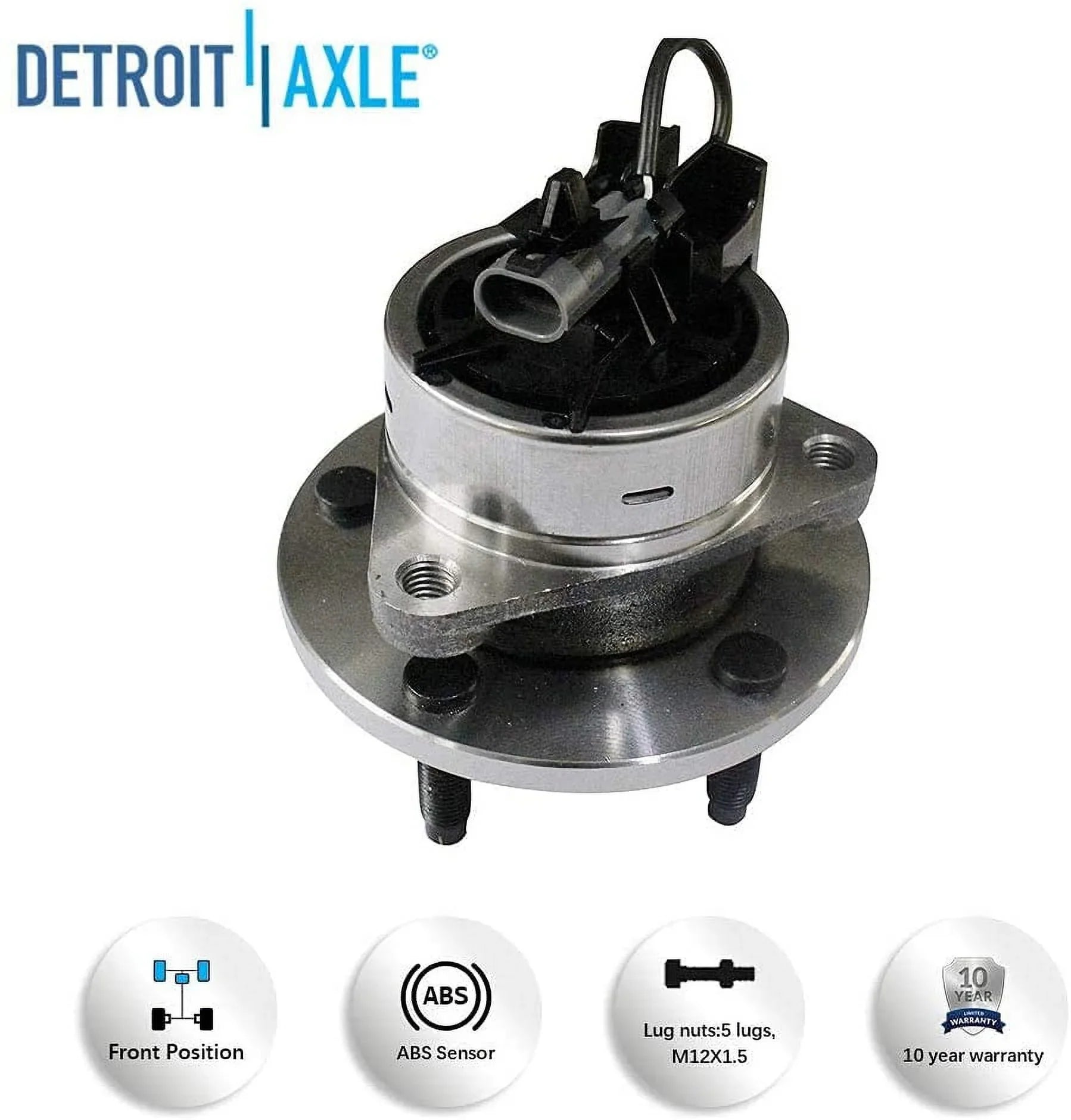 Detroit Axle - Front Brake Kit for 06-11 Chevrolet HHR Disc Brakes Rotors Ceramic Brake Pads Replacement 2006 2007 2008 2009 2010 2011 Wheel Bearing Hubs