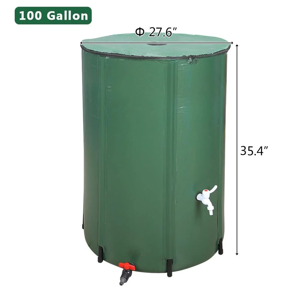 UBesGoo 100 Gallon Collapsible Rain Barrel; Portable Storage Tank; Rainwater Collection System Downspout