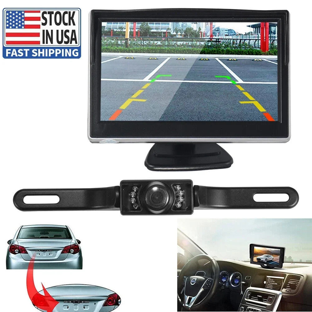 Jahy2Tech Car Night Vision Backup Camera Kit 5" Wireless Monitor HD Rear View Fluidproof