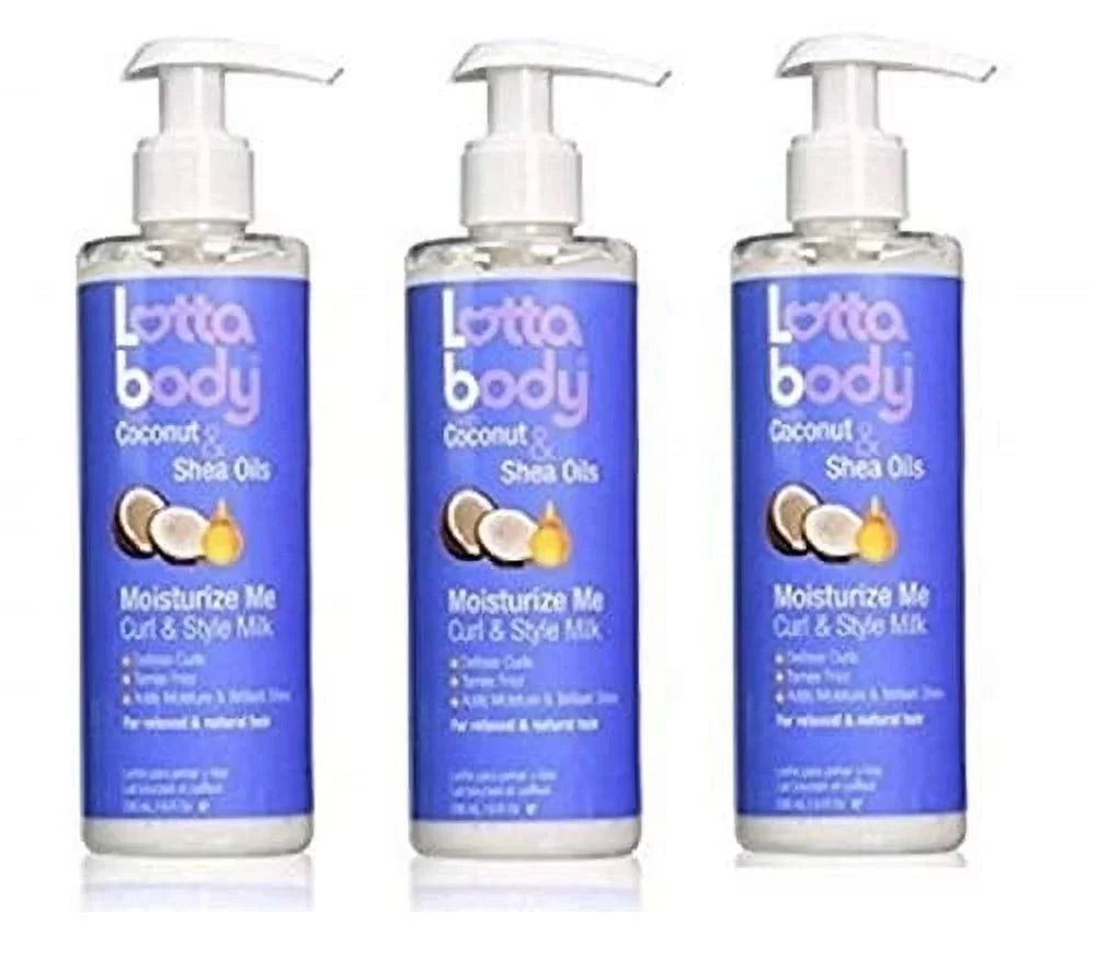 Lotta Body Coconut and Shea Oils Moisturize Me Curl and Style Milk; 8 Ounce (PACK OF 3)