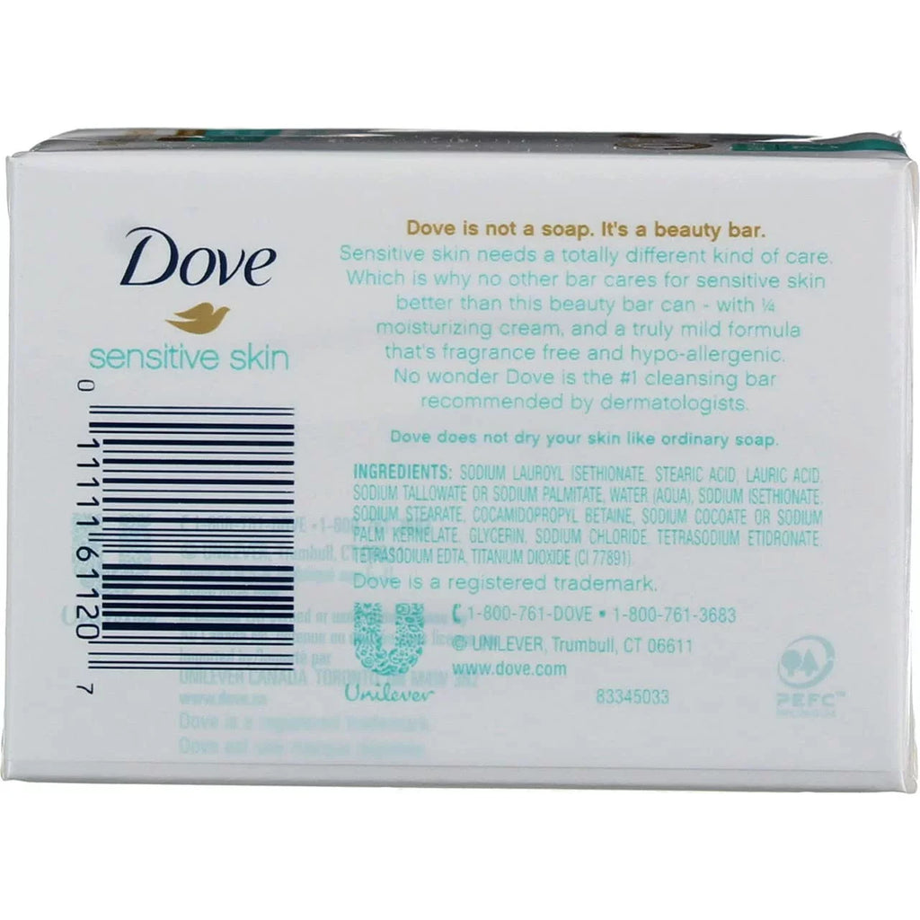 Dove Sensitive Skin Unscented Hypo-Allergenic Beauty Bar 4 Oz; 2 Ea (Pack Of 3)