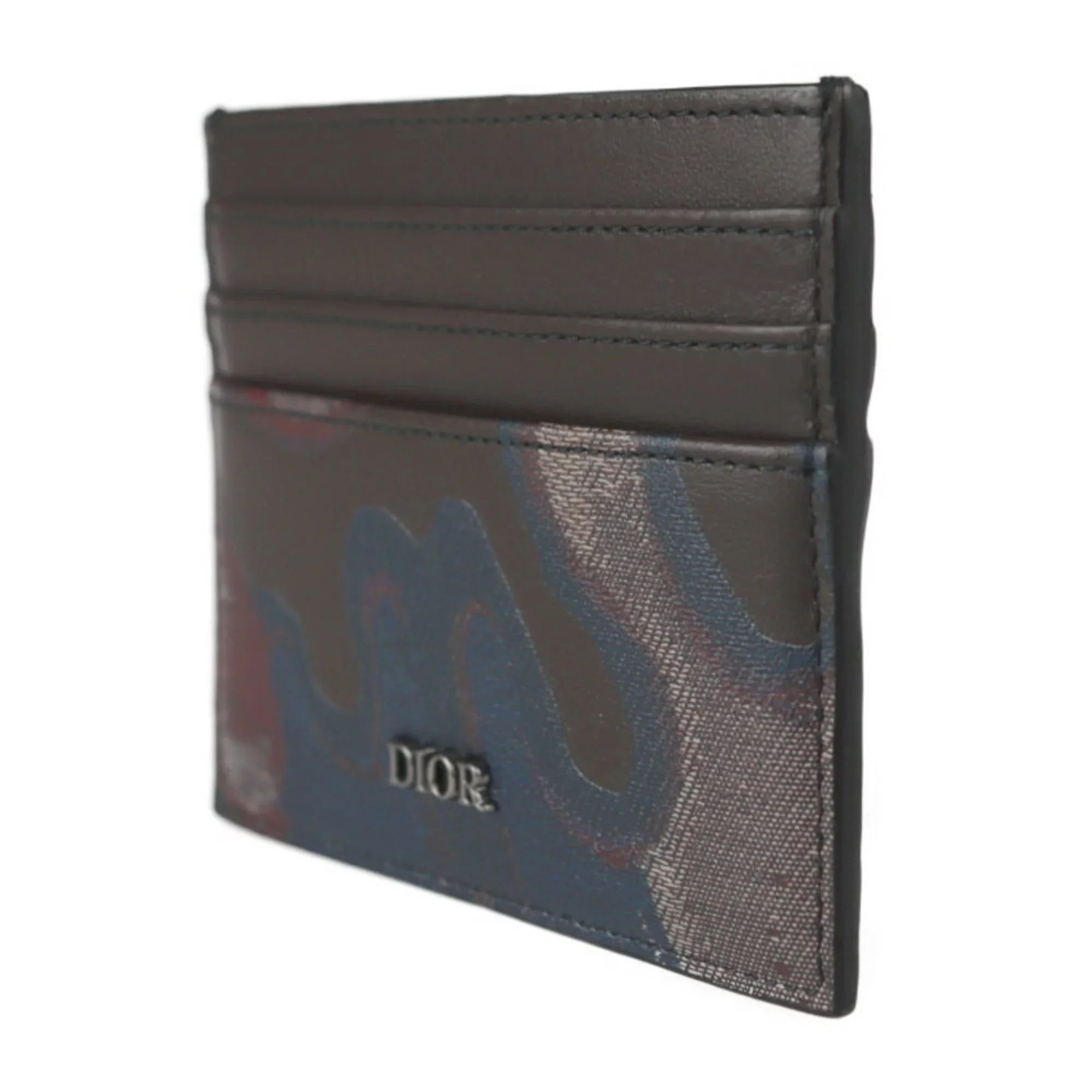Pre-Owned Christian Dior Dior Card Case 2ESCH135UCN Calf Leather Marron Brown Series Multicolor Camouflage Pattern Business Holder (Like New)