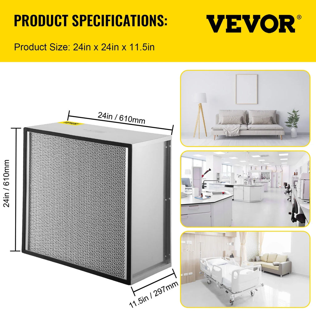 BENTISM 24''x24''x11.5'' HEPA Filter for Laminar Flow Hood 99.97% Efficient; 3 Microns