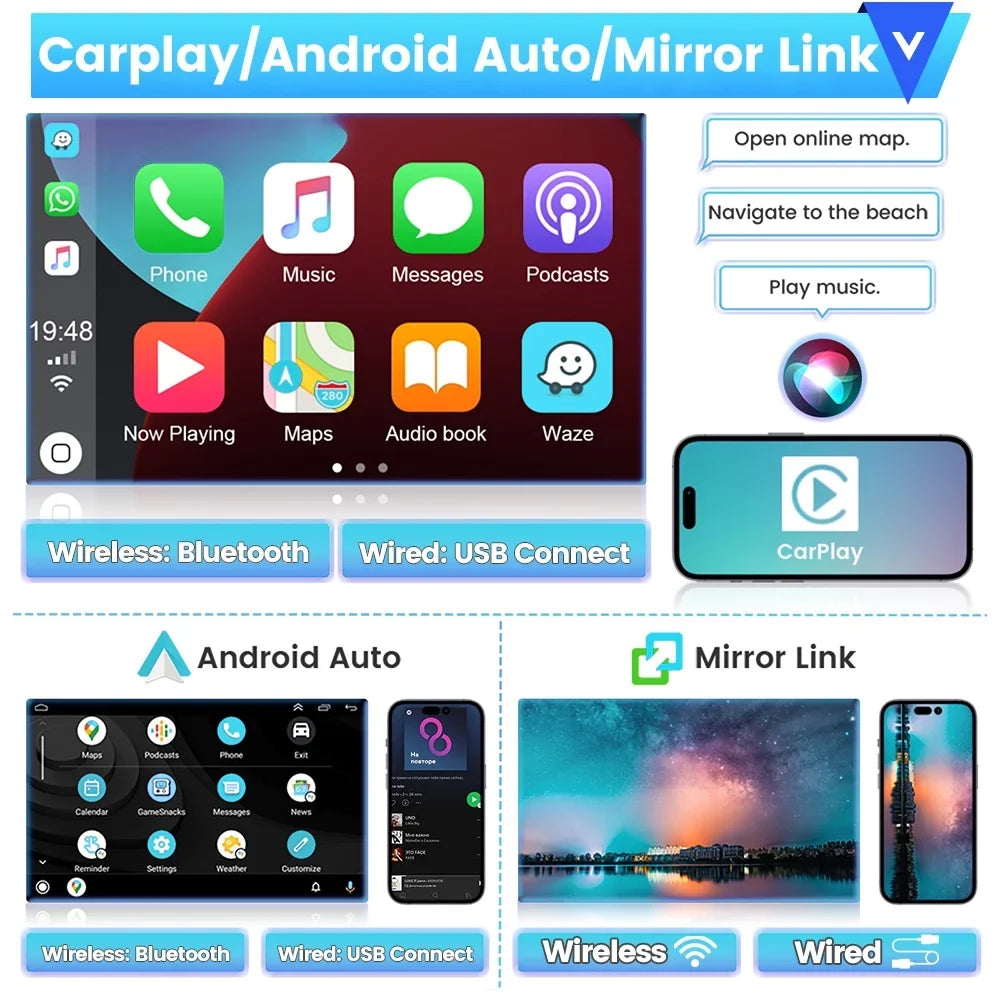 Podofo 2+64G Android 13 for Ford Escape/Ford Kuga/Mazda Tribu 2007-2012 Wireless Carplay Android Auto Mirror Link 9'' Touchscreen Car Stereo Radio WIFI GPS FM Bluetooth Hifi; AHD Backup Camera