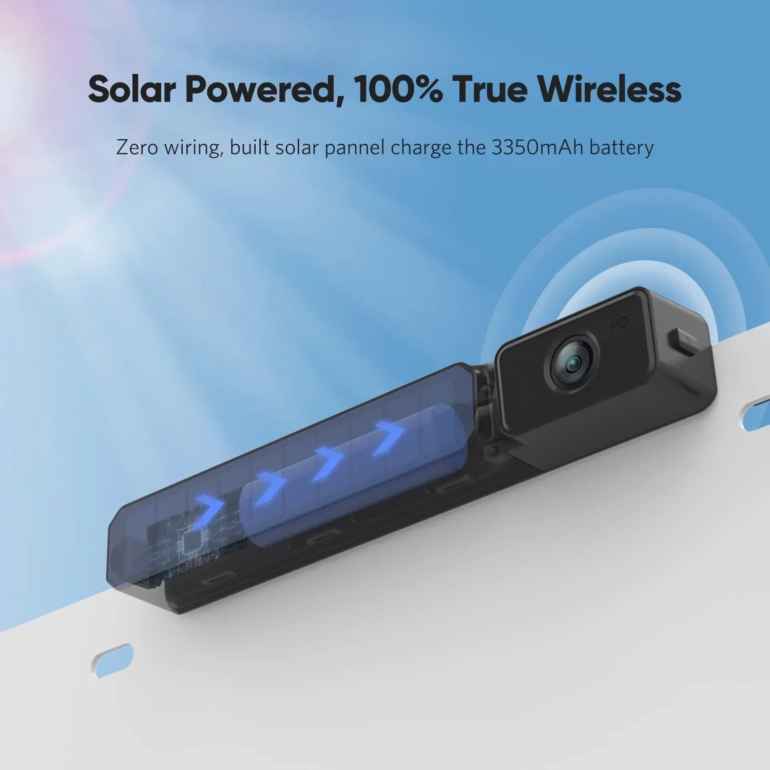 Foxpark Solar RV Wireless Backup Camera 5" Monitor Rear View Camera 2 Channels Trailer Reverse Camera for Van;Camper Highway Observations System (Solar 3)