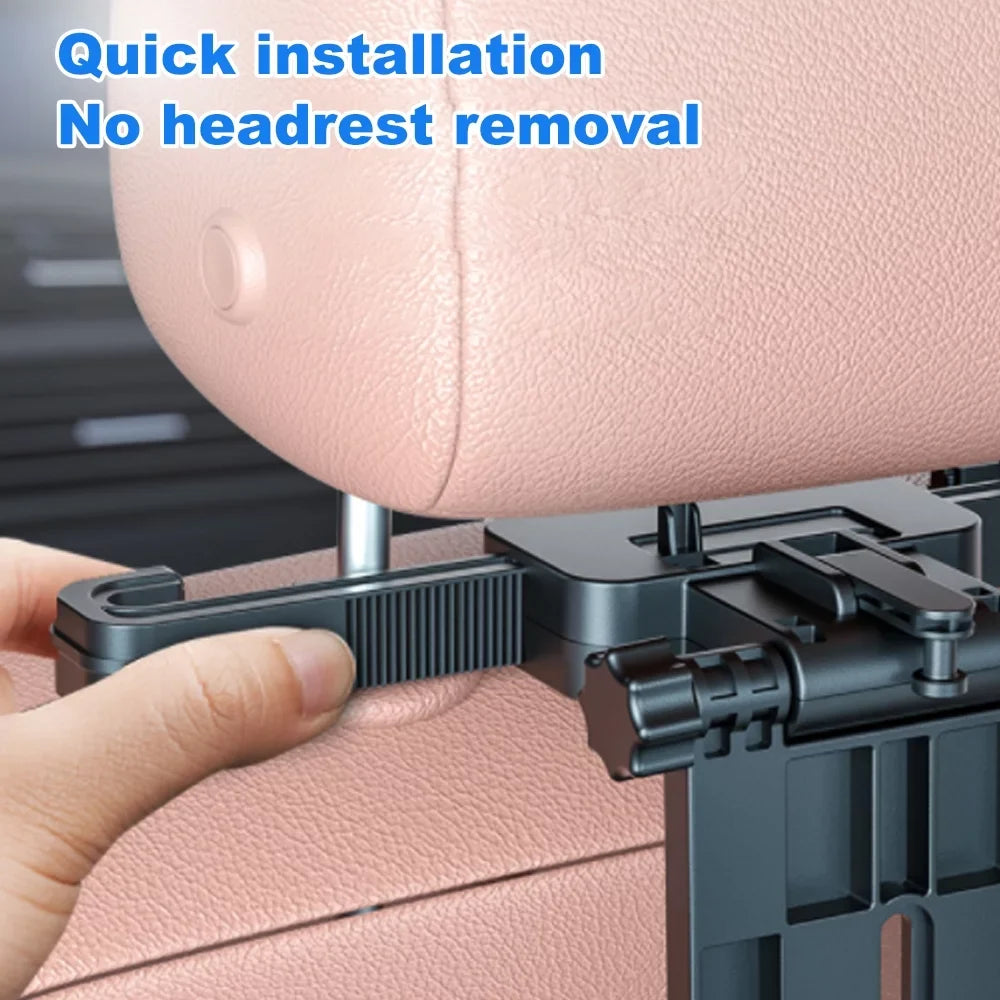 Carevas Adjustable Car Seat Travel Table Multifunctional Foldable Car Back Seat Food Tray; Car Table with Phone Holder for Working; Writing; Eating Black