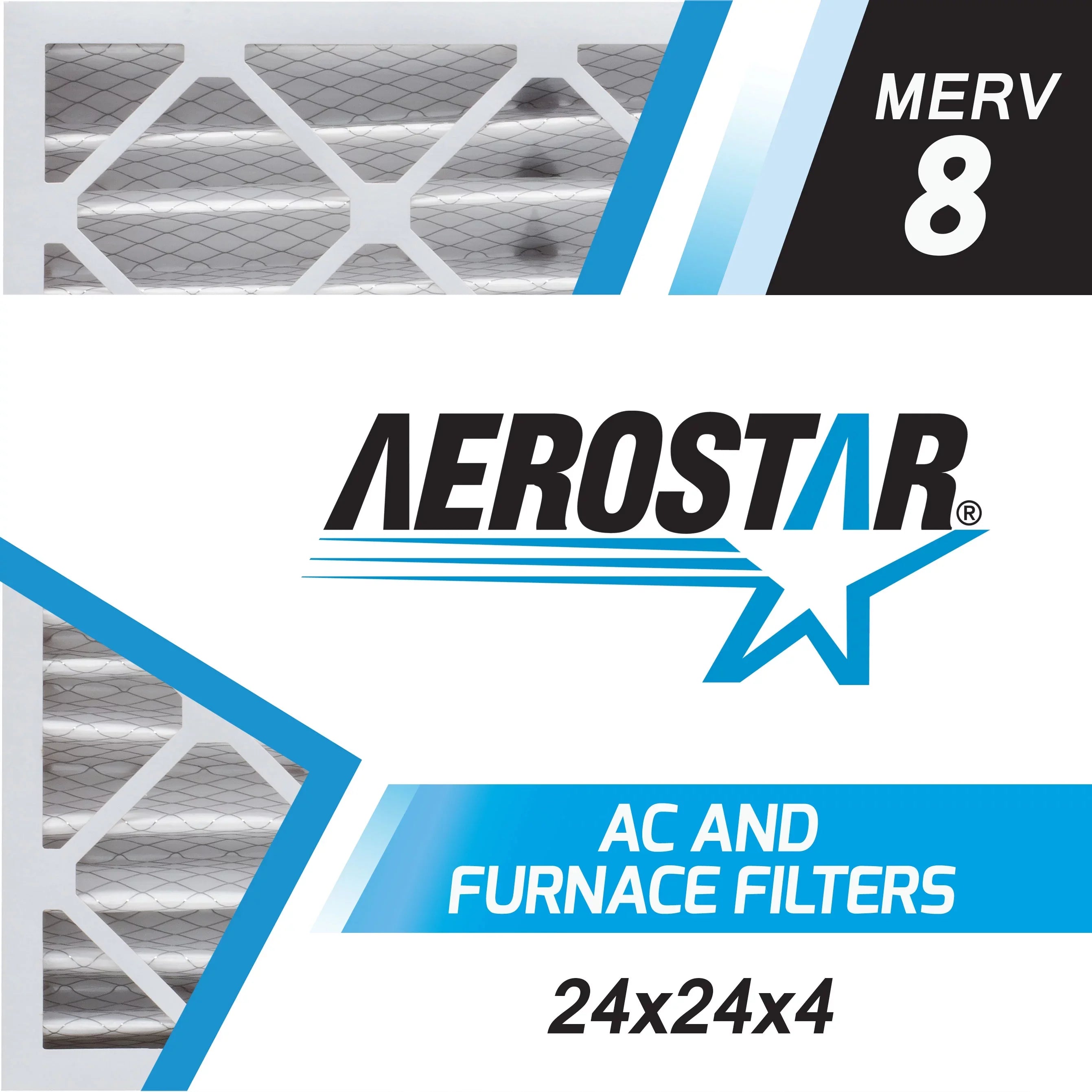 Aerostar 24x24x4 MERV 8; Pleated Air Filter; 24 x 24 x 4; Box of 6; Made in the USA