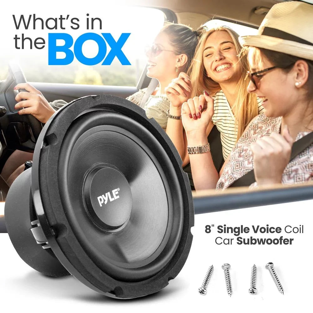 Pyle Single Voice Coil Car Subwoofer - 8 millimeteres; 200 Watts at 4-Ohm Car Audio Powered Subwoofer