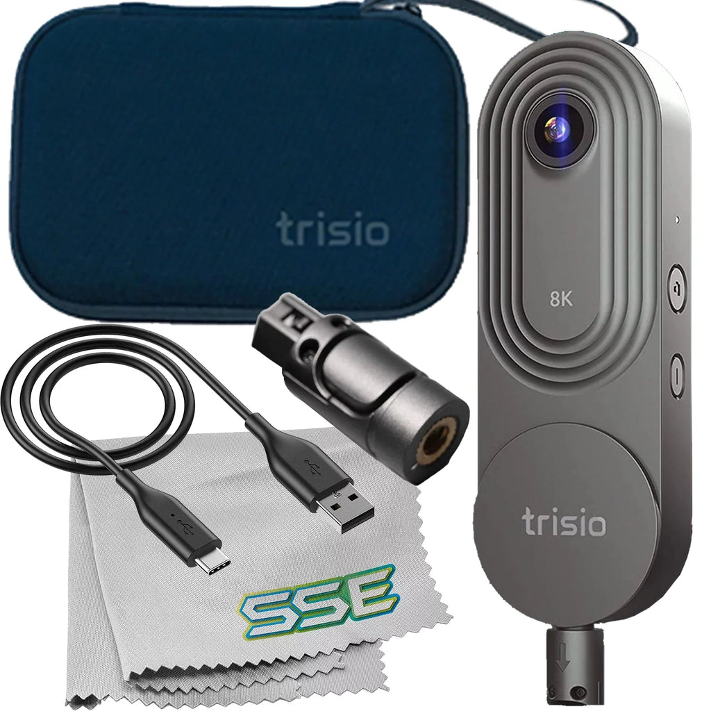 Trisio Lite 2 VR - 8K Virtual Tour NodeRotate 360° Camera + Manufacturer Supplied Carrying Case; Quick Plug-in; USB Cable; Seller Supplied Microfiber Cloth & More (7pc Bundle)