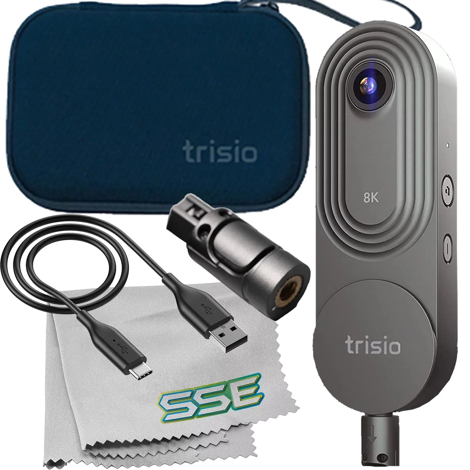 Trisio Lite 2 VR - 8K Virtual Tour NodeRotate 360° Camera + Manufacturer Supplied Carrying Case; Quick Plug-in; USB Cable; Seller Supplied Microfiber Cloth & More (7pc Bundle)