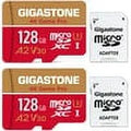 Gigastone 128GB Micro SD Card; 4K Game Pro; Nintendo Switch Compatible; A2 Run App; 4K Video Recording; Micro SDXC R/W up to 100/50MB/s; 2 Pack (2x128GB)