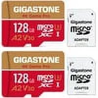 Gigastone 128GB Micro SD Card; 4K Game Pro; Nintendo Switch Compatible; A2 Run App; 4K Video Recording; Micro SDXC R/W up to 100/50MB/s; 2 Pack (2x128GB)
