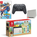 Nintendo Switch Console Animal Crossing: New Horizons Edition with Extra Wireless Controller; Pokemon Sword and Screen Cleaning Cloth