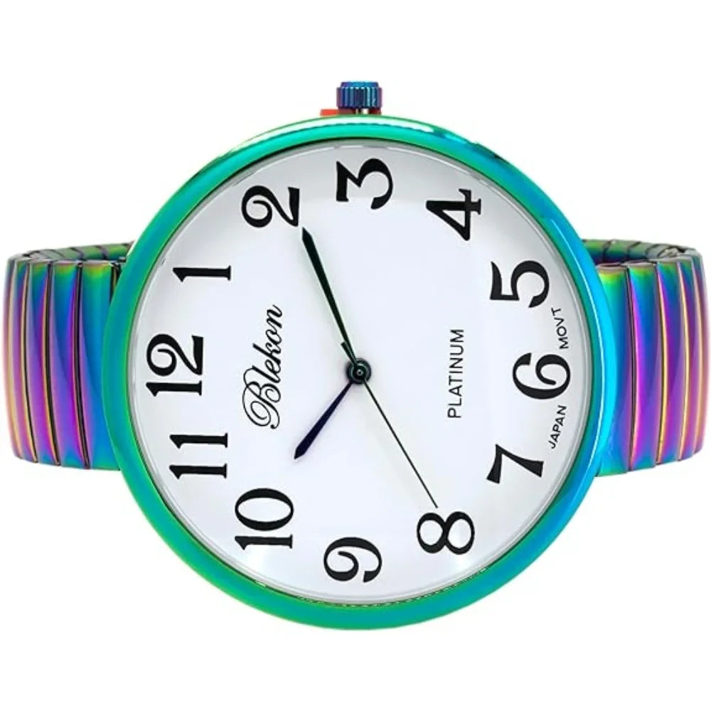 Blekon Collections New Super Large Face Stretch Band Japanese Movement PC21J Fashion Watch