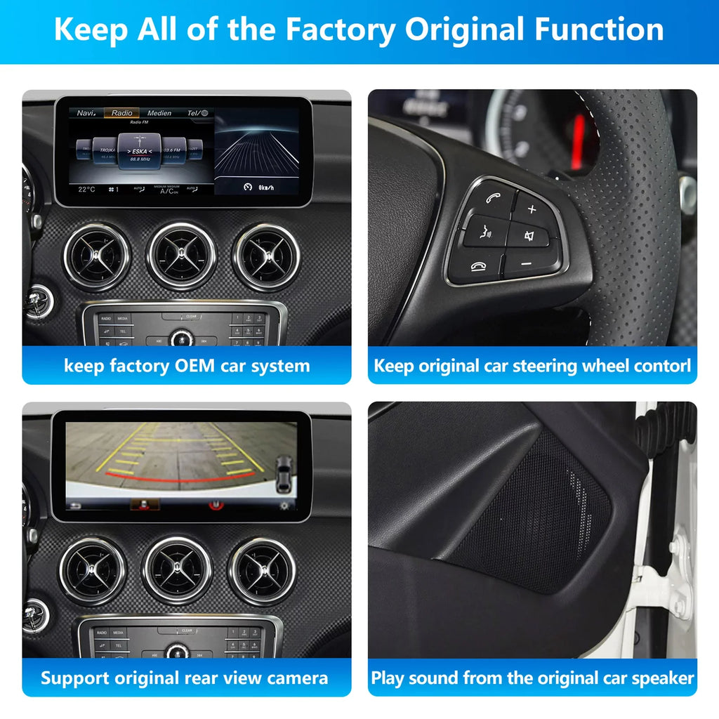 Road Top Android 13 Car Stereo 10.25" 8GB+256GB Car Touch Screen for Mercedes Benz GLA CLA A Class X156 C117 2016-2018 NTG 5.0; Support Wireless Apple Carplay Android Auto Navigation Camera