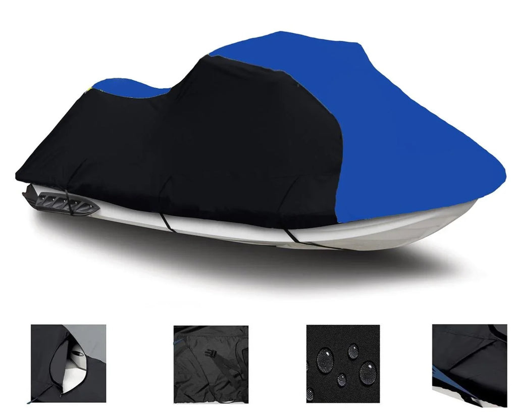BLACK / BLUE HEAVY-DUTY; 600 DENIER Cover Compatible for Sea Doo Sea-Doo GTX 1992 1993 1994 1995 Jet Ski Cover PWC Cover
