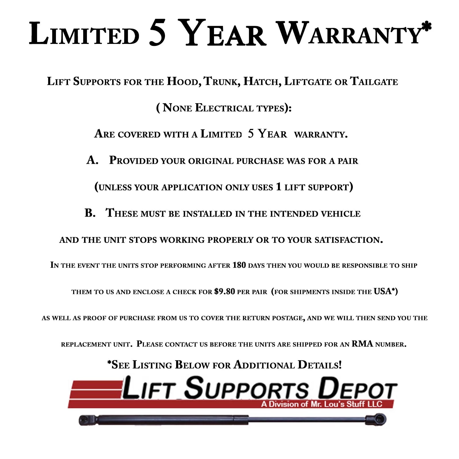 Qty 1 Made by Strong Arm 7176 Fits 300 300C 300S Sedan; Charger 2011-2021 Hood Lift Support with Steel