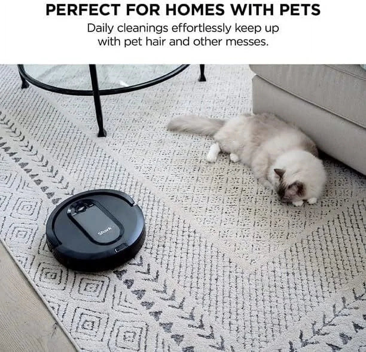 Restored Shark RV990 EZ Robot Vacuum with Row-by-Row Cleaning; Powerful Suction; Perfect for Pet Hair; Wi-Fi; Carpets & Hard Floors (Black)- Renewed