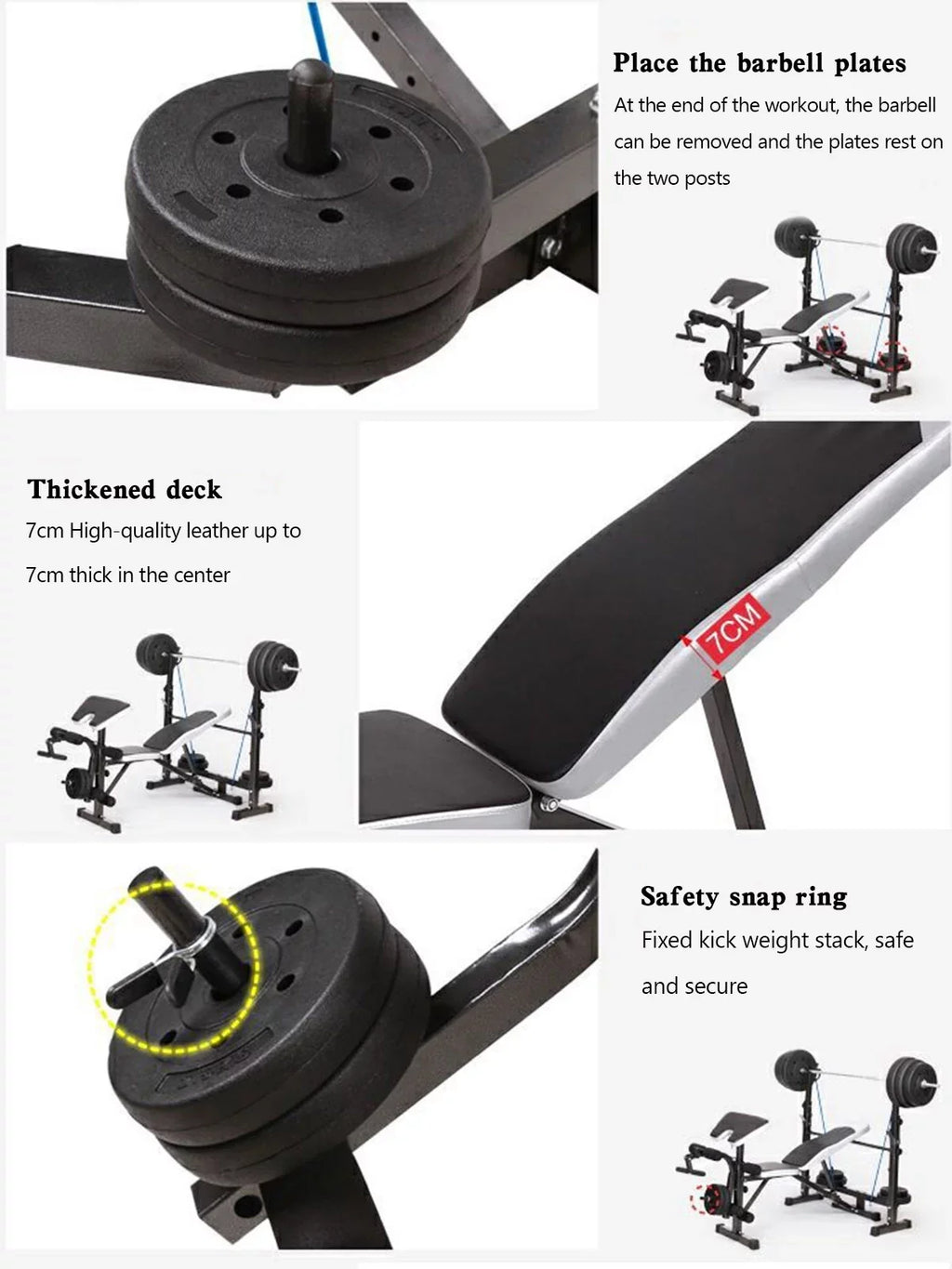 US Stock Body Champ Olympic Weight Bench; Workout Equipment for Home Workouts; Bench Press with Preacher Curl; Leg Developer and Crunch Handle for At Home Workouts
