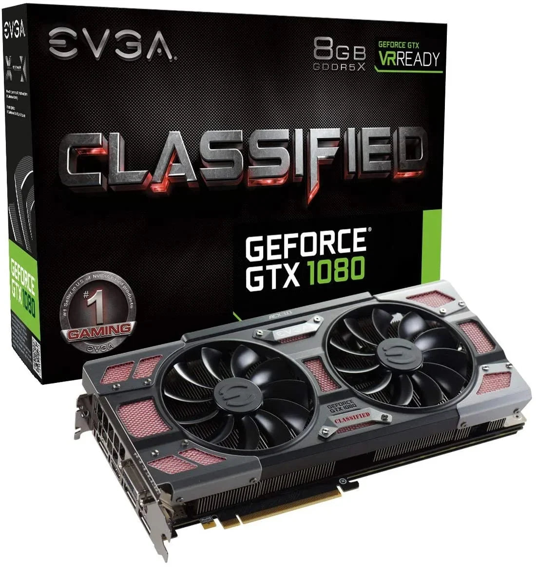 EVGA GeForce GTX 1080 CLASSIFIED GAMING ACX 3.0 8GB GDDR5X RGB LED 10 CM Ventilator 14 Power Phases Double BIOS DX12 OSD Support (PXOC) Video Graphics Card 08G-P4-6386-KR