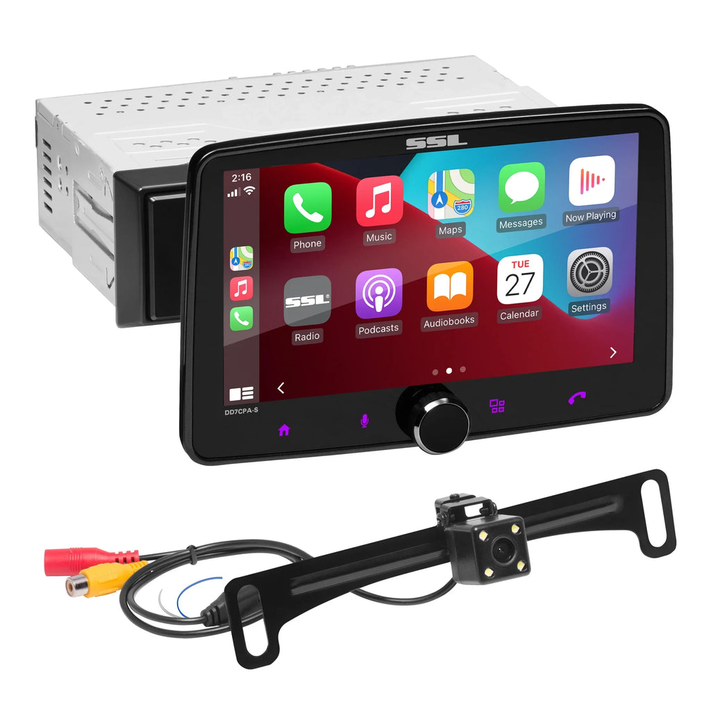 Sound Storm Laboratories DD7CPA-CS Car Audio Stereo – Apple CarPlay; Android Auto; Single Din; 7 millimeter Touchscreen; Bluetooth; No CD DVD Player; AM/FM Radio Receiver; Backup Camera