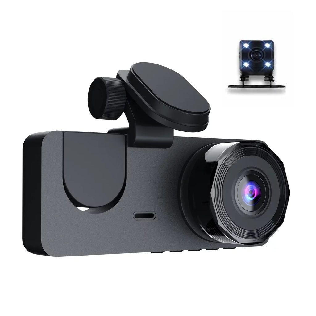 Shinysix 1080P DVR Dash Camera Front & Inside & Rear Camera Driving Recorder 2 millimeter Screen Dashcam Support Night-Vision Loop Recording Motion Detection One-Key Lock