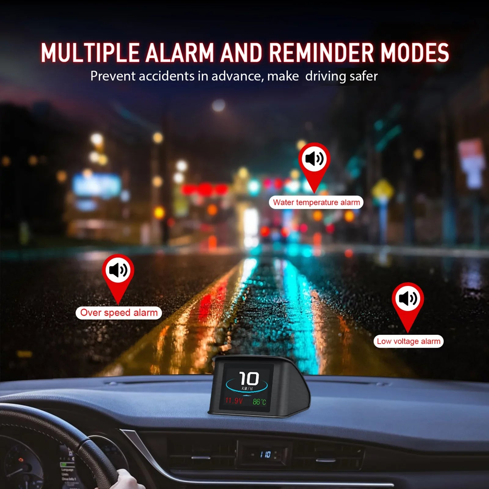 Apexeon Head Up Display， 2.2 cm Digital OBDII Speedometer; Displays Speed; Distance; Time