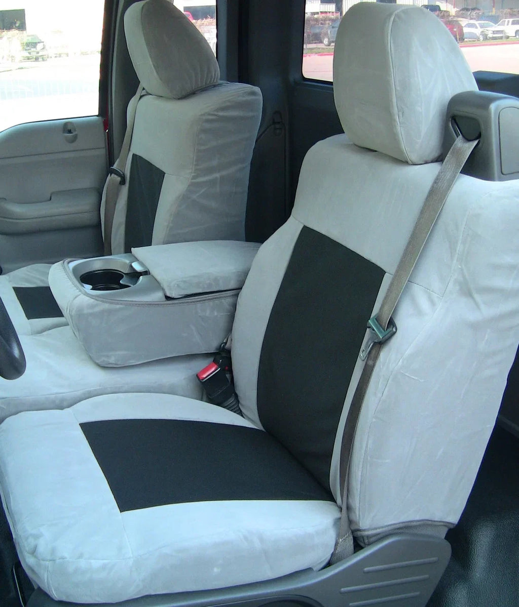 F369 2004-2008 Ford F150 XLT Super Cab Front 40/20/40 Split Seat with Adjustable Headrests; Center Opening Console in Gray Twill