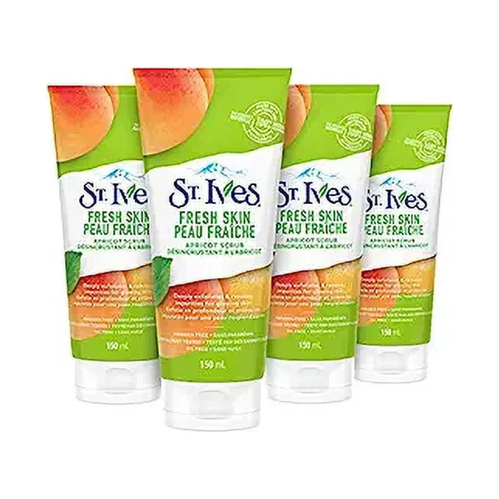 St.Ives Fresh Skin Apricot Scrub; Deep Exfoliation for Smooth Skin; Oil-Free; 6 oz; 4 Pack