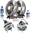 Detroit Axle - Front Brake Kit for 06-11 Chevrolet HHR Disc Brakes Rotors Ceramic Brake Pads Replacement 2006 2007 2008 2009 2010 2011 Wheel Bearing Hubs