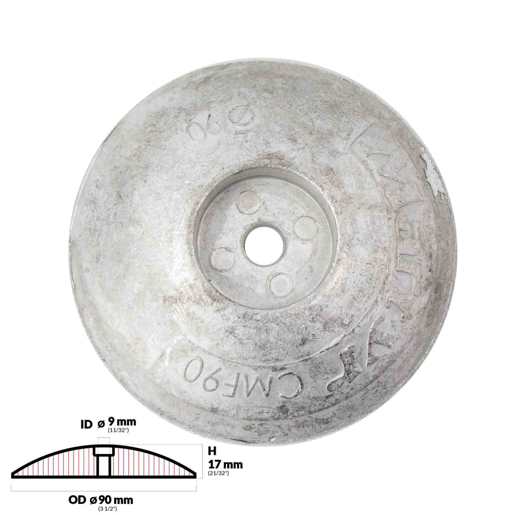 Five Oceans Zinc Alloy Rudder/Trim Tab Disc Anode; 3-1/2 inches (90mm)(Pair) FO4175-M2