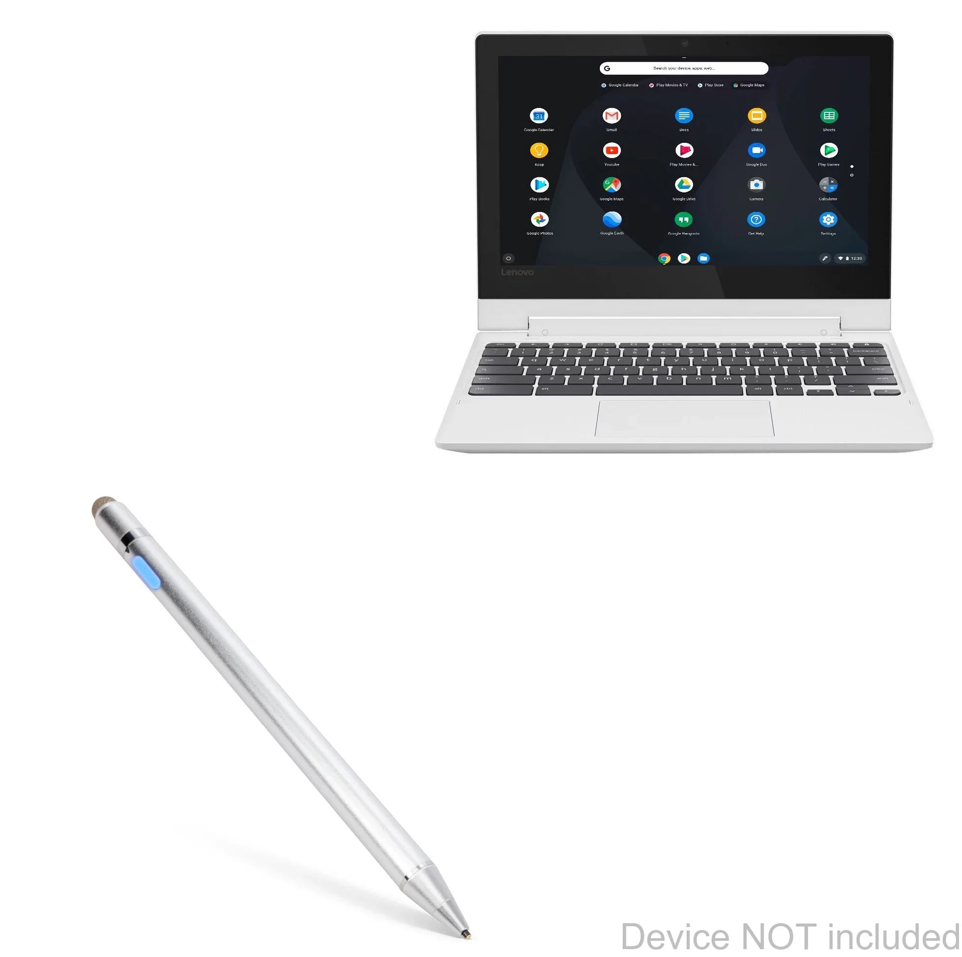 Lenovo C330 Convertible 2-in-1 Chromebook (11.6") Stylus Pen; BoxWave [AccuPoint Active Stylus] Electronic Stylus with Ultra Fine Tip - Metallic Silver